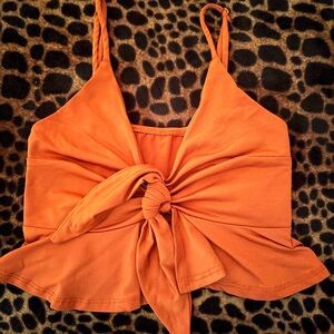 Orange Knot Front Women's Top